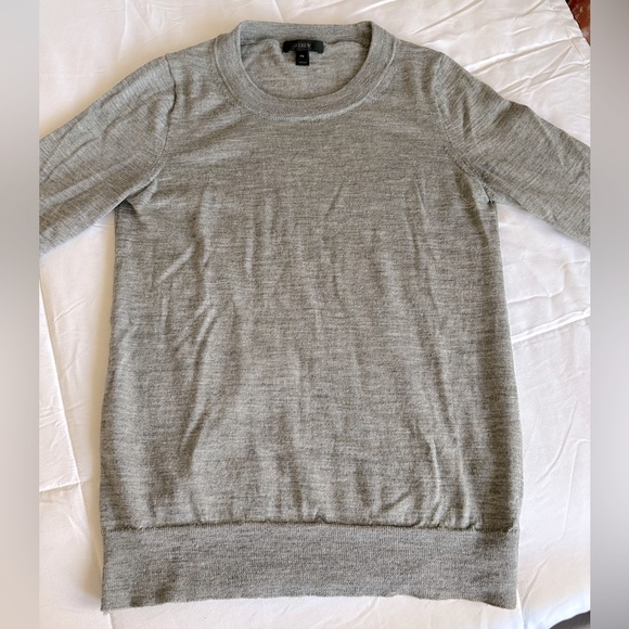 J. Crew classic merino wool crew neck heather grey sweater petite small - Picture 1 of 6